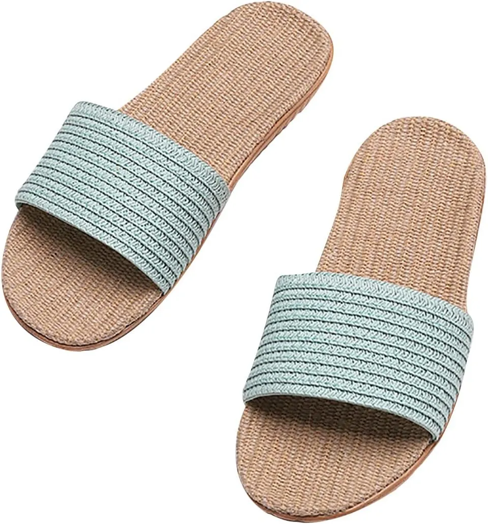 Flat bottom slippers Beach non-slip linen shoes Comfortable indoor shoes Open flip-flops