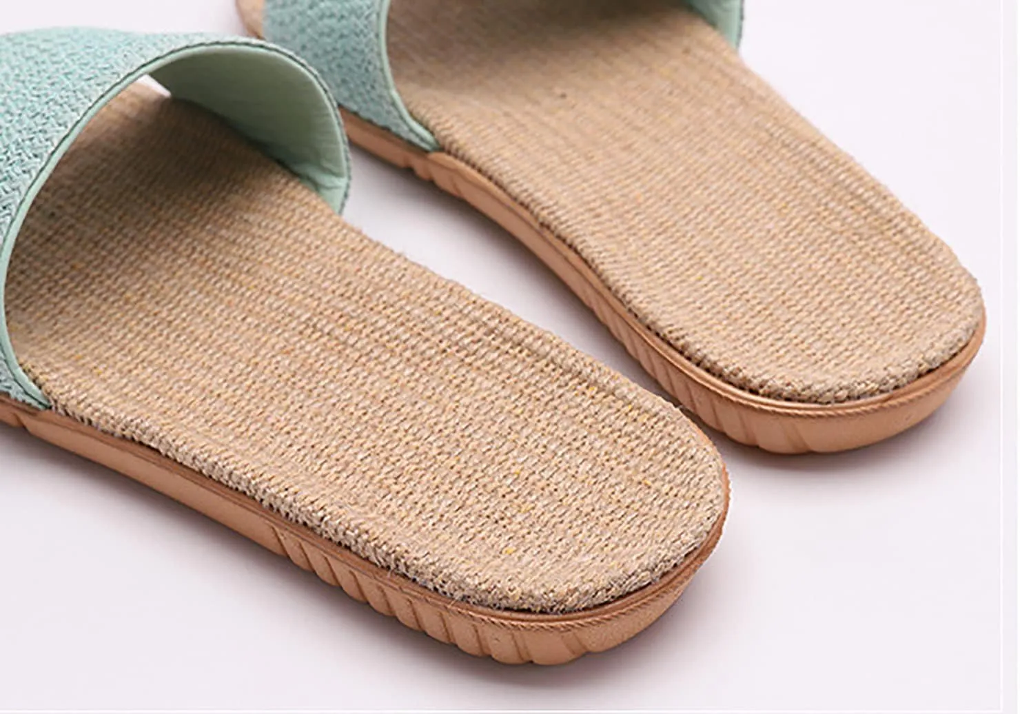 Flat bottom slippers Beach non-slip linen shoes Comfortable indoor shoes Open flip-flops