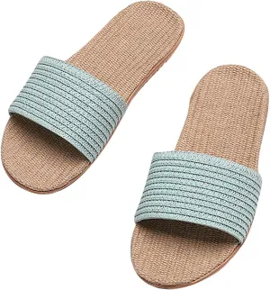 Flat bottom slippers Beach non-slip linen shoes Comfortable indoor shoes Open flip-flops