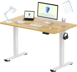 FLEXISPOT EN1 One Piece Standing Desk, 48 x 24 Inches Height Adjustable Desk Electric Stand up Desk Home Office Table for Computer Laptop (White Frame   Maple Desktop)
