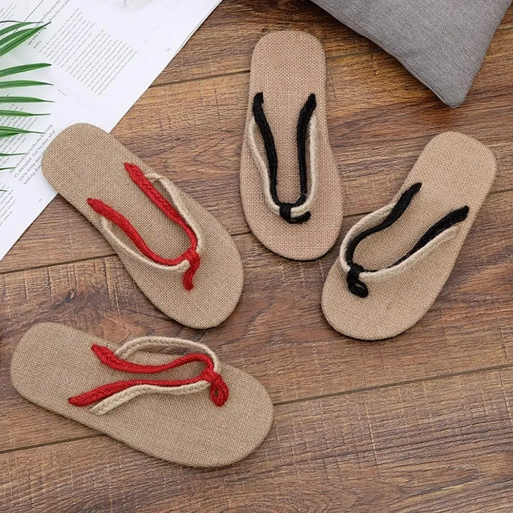 Flip Flops Handmade Straw Linen Slippers,Flip Flops Non Slip Sweat Absorbent Wear Resistant,Beach Slippers Couple Sandals,Black,41