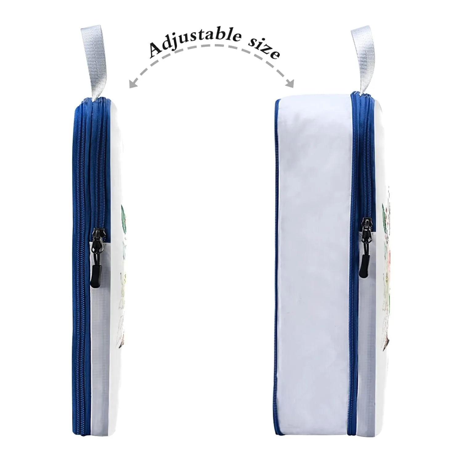 Floral Alphabet Monogrammed Navy Letter 3 Piece set Cubes Expandable Adjustable Luggage Packing Bags, Ultralight Organizer Accessories Travel Suitcase Compressible Bags