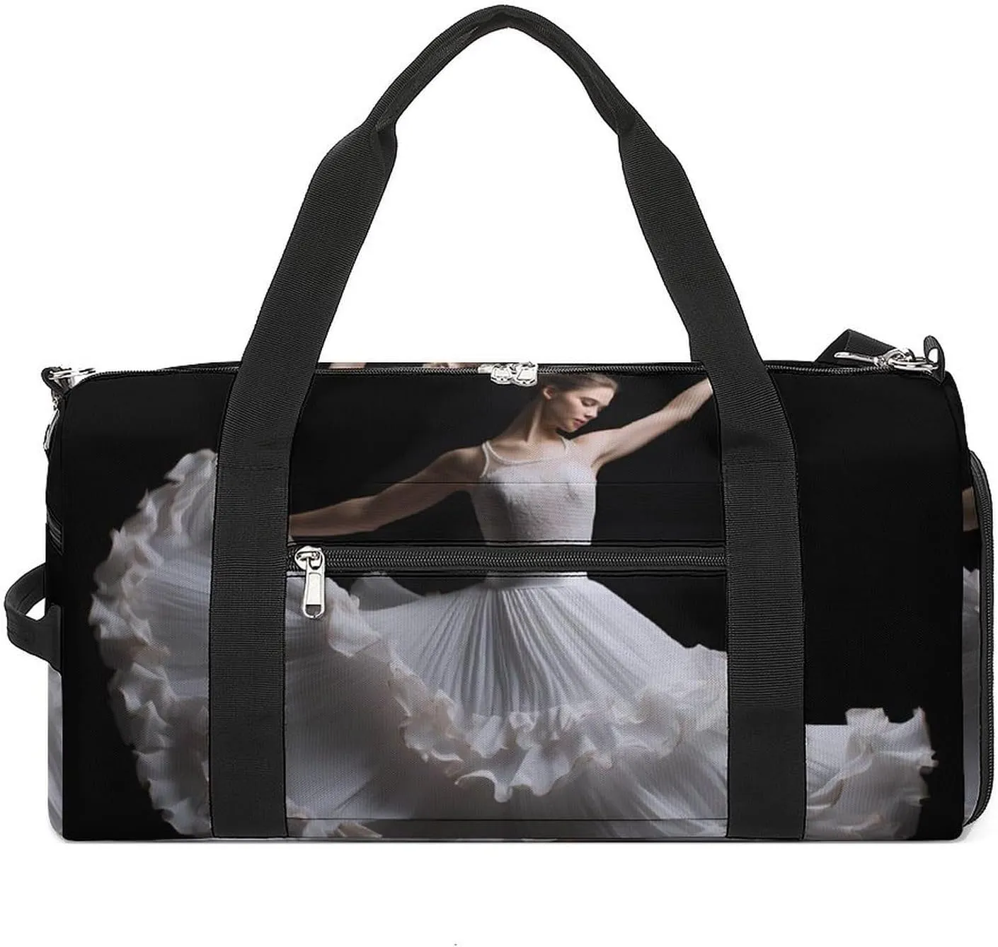 Floral Ballet Dancer Black And White Dancer Sports Gym Bag for Men Women Travel Duffel Bag with Shoulder Strap