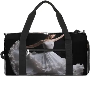 Floral Ballet Dancer Black And White Dancer Sports Gym Bag for Men Women Travel Duffel Bag with Shoulder Strap