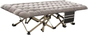 Folding Camping Cot Sleeping Cot with Carry Bag Heavy Duty Guest Bed with Mattress Outdoor Camping Bed for Adults Noon Break, Gray