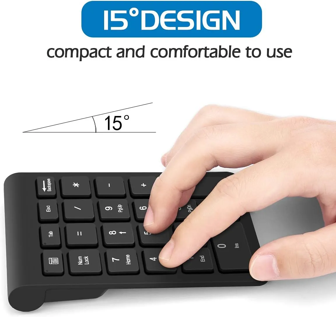 Foloda Wireless Number Pads, Numeric Keypad Numpad 22 Keys Portable 2.4 GHz Financial Accounting Number Keyboard Extensions 10 Key for Laptop, PC, Desktop, Surface Pro, Notebook