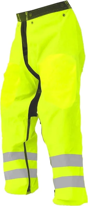 FORESTER EZ-Zip Wrap Around Chainsaw Chaps - 360 Degree Below The Knee Protection - Adjustable Belt Chain Saw Chaps for Men or Women - Full Wrap Zipper Chainsaw Pants (37in, Safety Green)