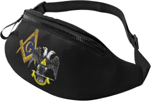 Freemasonry and Scottish Rite Waist Bag Men's and Women's Adjustable Travel Chest Pack Outdoor Running Waist Bag, Black