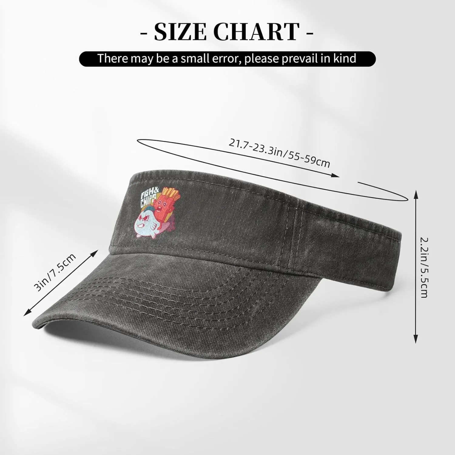 French Fries Riding on Fish Sun Visor Hats Cotton Baseball Cap for Women Men Adjustable Sun Hat
