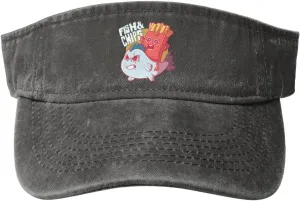 French Fries Riding on Fish Sun Visor Hats Cotton Baseball Cap for Women Men Adjustable Sun Hat