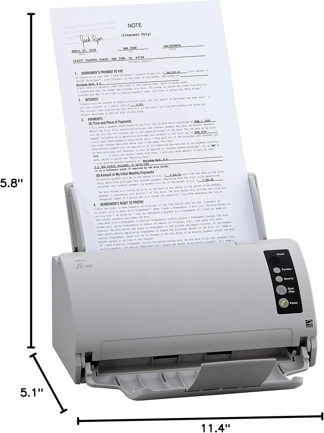 Fujitsu fi-7030 Value-Priced Front Office Color Duplex Document Scanner with Auto Document Feeder (ADF)