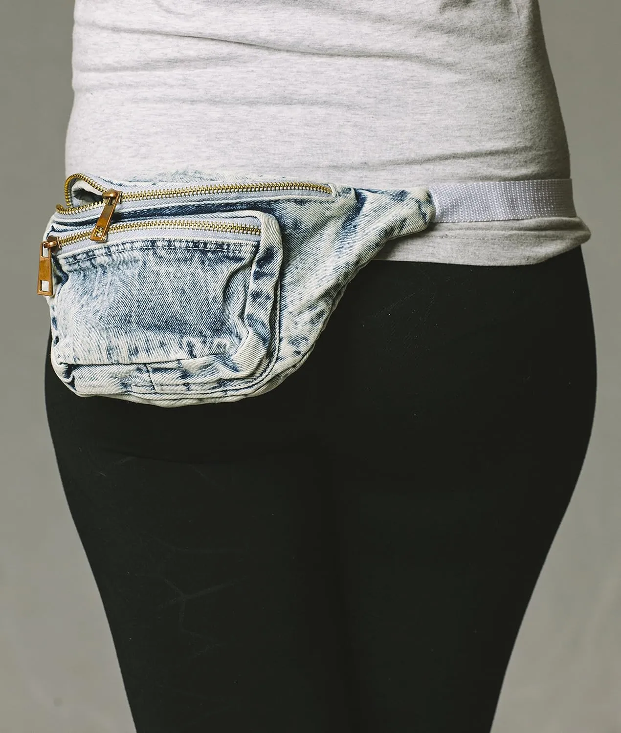 Funny Guy Mugs Premium Jean Fanny Pack - Retro Denim Acid Wash Jean Fanny Pack