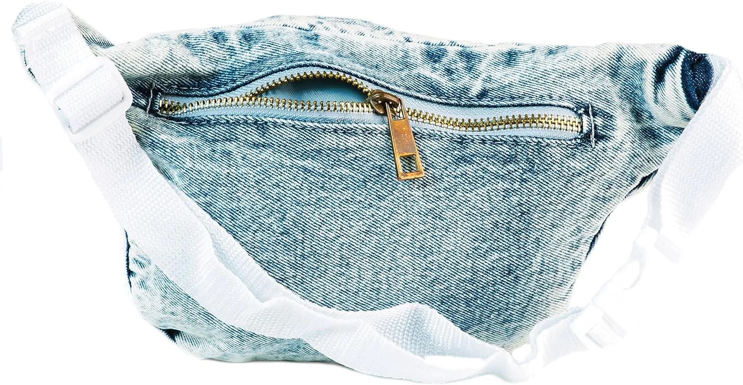 Funny Guy Mugs Premium Jean Fanny Pack - Retro Denim Acid Wash Jean Fanny Pack