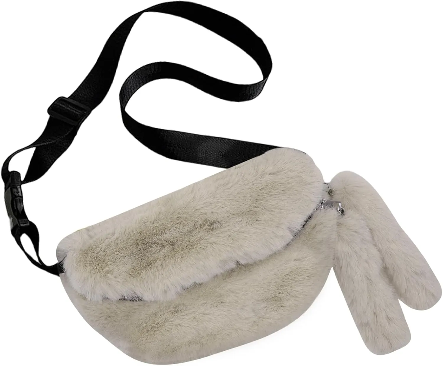 Fuzzy Fanny Pack for Women Faux Fur Belt Bum Bag with Adjustable Strap Waist Pouch Casual Crossbody Purse for Travel