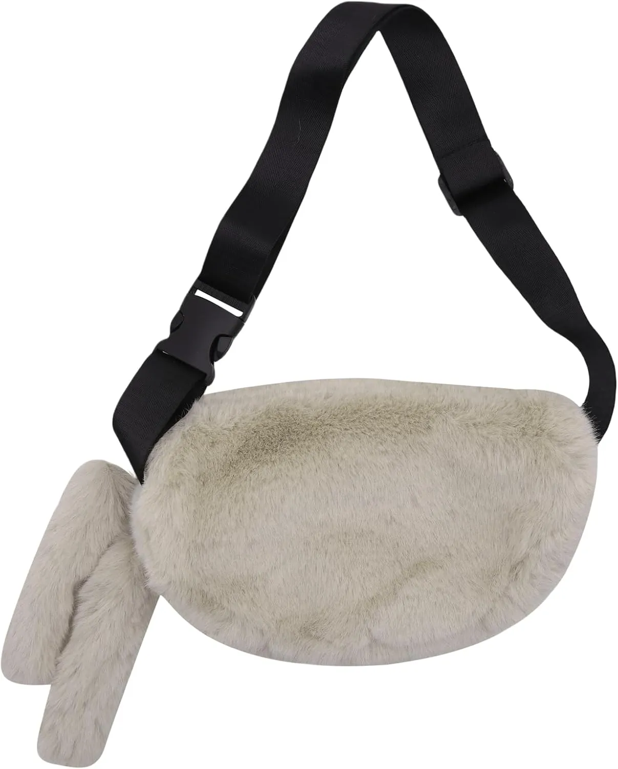 Fuzzy Fanny Pack for Women Faux Fur Belt Bum Bag with Adjustable Strap Waist Pouch Casual Crossbody Purse for Travel