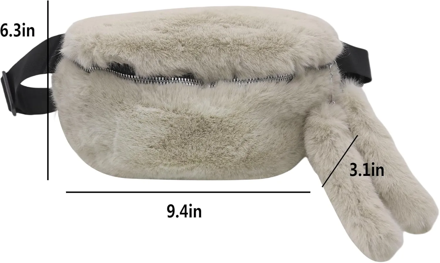 Fuzzy Fanny Pack for Women Faux Fur Belt Bum Bag with Adjustable Strap Waist Pouch Casual Crossbody Purse for Travel