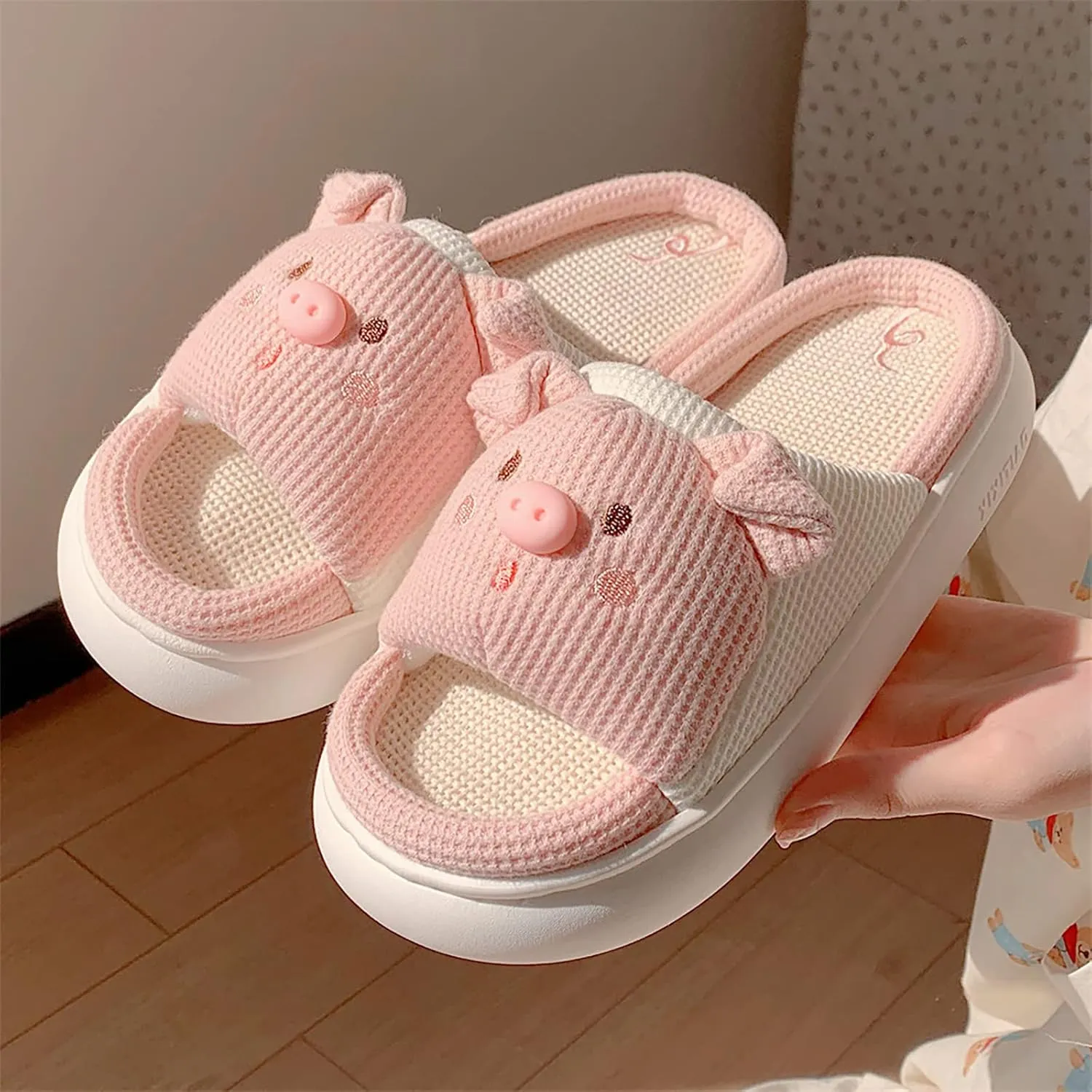 Gaolinci Cartoon Animal Shape Slippers, Womens Four Seasons Home Linen Slippers