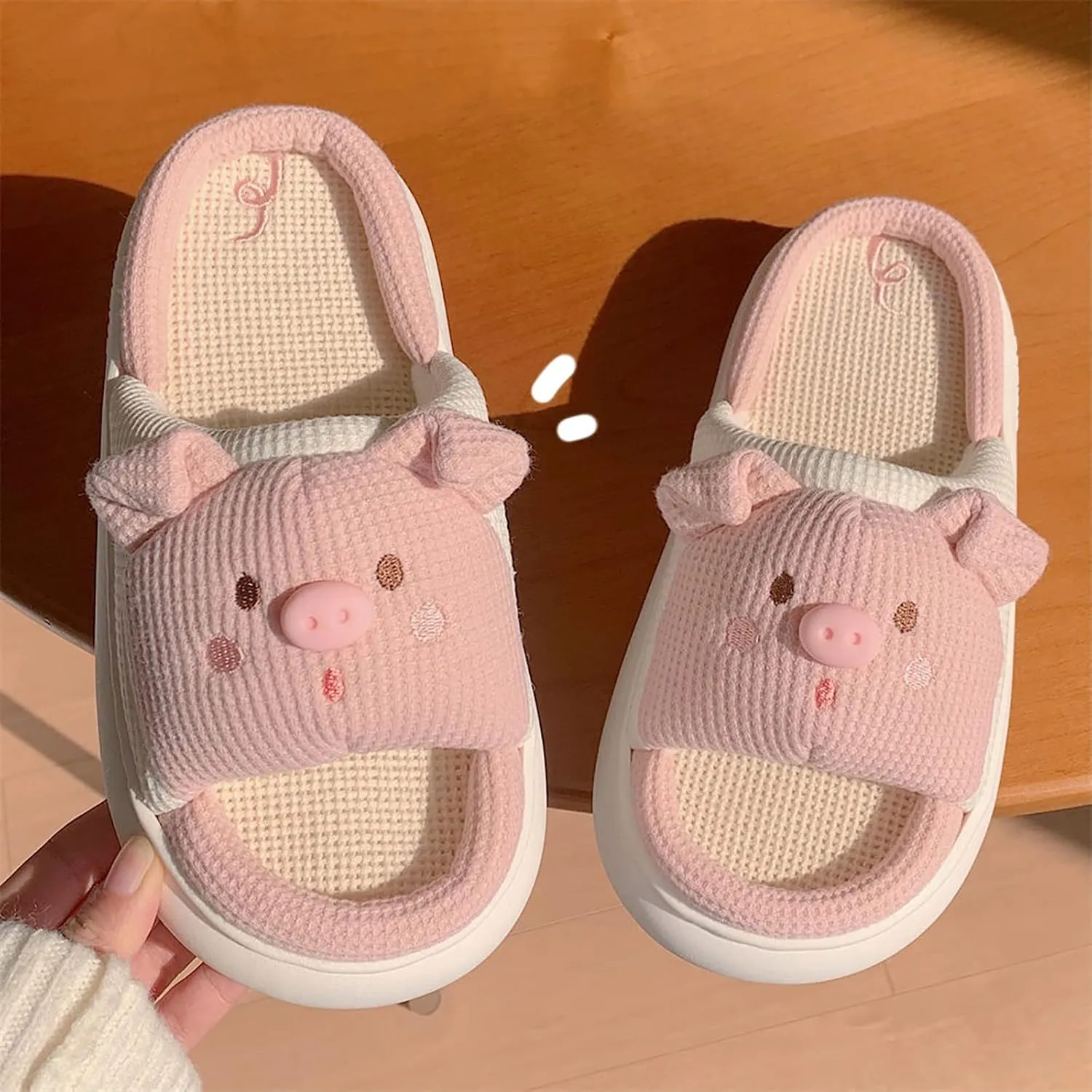 Gaolinci Cartoon Animal Shape Slippers, Womens Four Seasons Home Linen Slippers