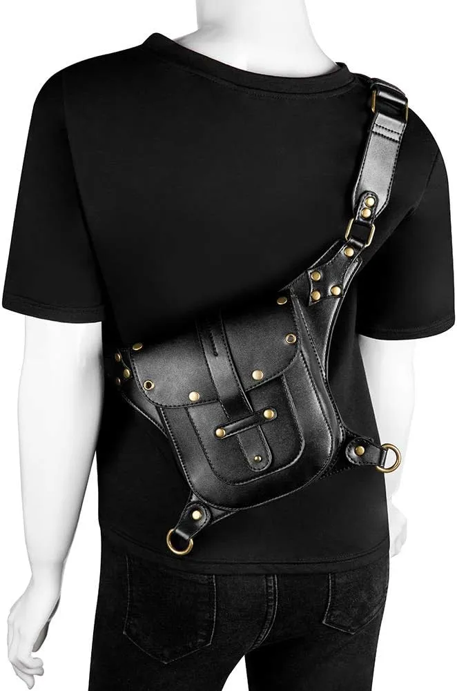 Gear Duke Victorian Retro Shoulder Waist Bags Steampunk Gothic PU Leather Fanny Bag for Steampunk Cosplay (Style_10, One size)