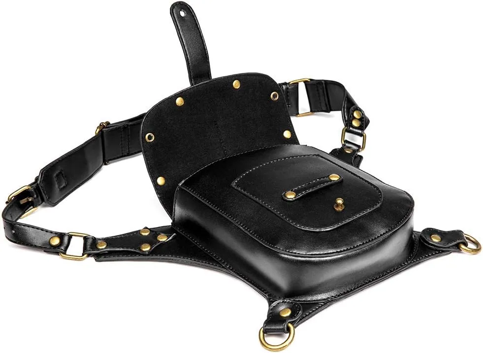 Gear Duke Victorian Retro Shoulder Waist Bags Steampunk Gothic PU Leather Fanny Bag for Steampunk Cosplay (Style_10, One size)