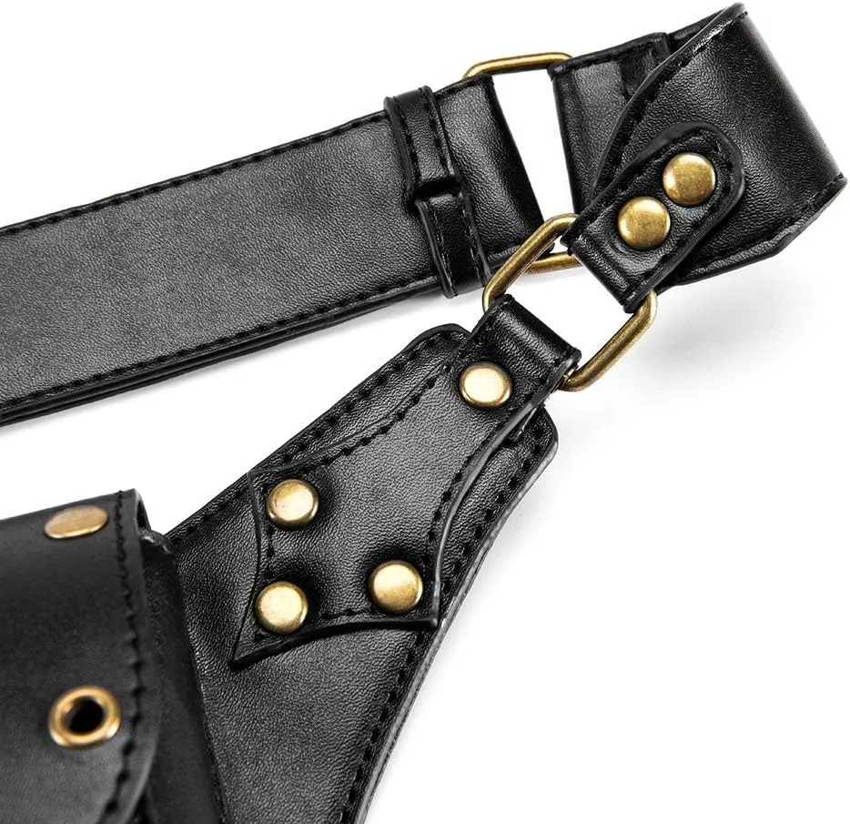 Gear Duke Victorian Retro Shoulder Waist Bags Steampunk Gothic PU Leather Fanny Bag for Steampunk Cosplay (Style_10, One size)