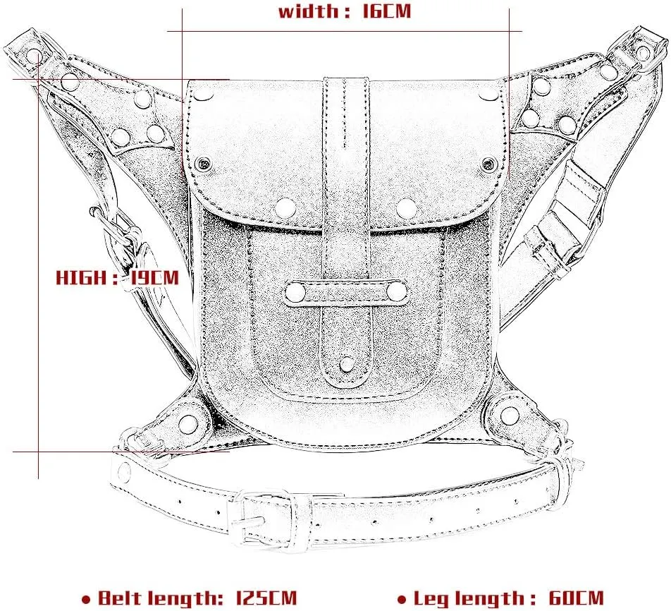 Gear Duke Victorian Retro Shoulder Waist Bags Steampunk Gothic PU Leather Fanny Bag for Steampunk Cosplay (Style_10, One size)