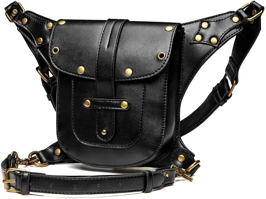 Gear Duke Victorian Retro Shoulder Waist Bags Steampunk Gothic PU Leather Fanny Bag for Steampunk Cosplay (Style_10, One size)