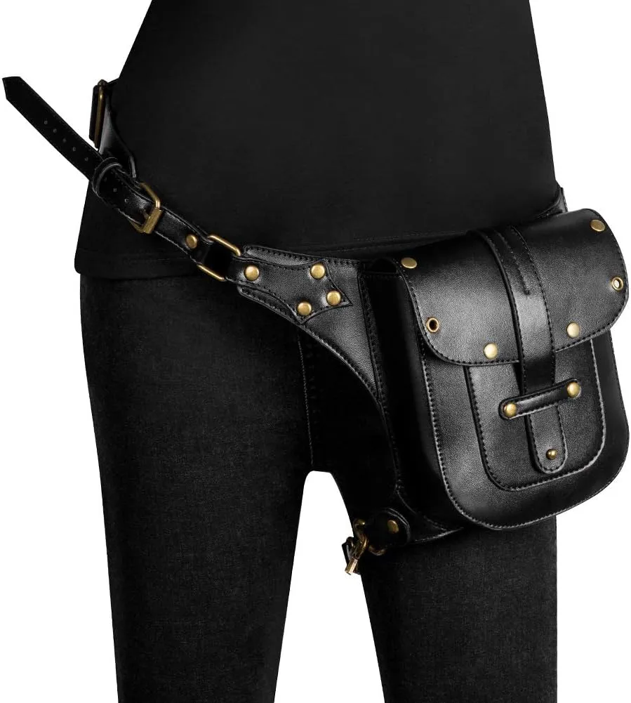 Gear Duke Victorian Retro Shoulder Waist Bags Steampunk Gothic PU Leather Fanny Bag for Steampunk Cosplay (Style_10, One size)