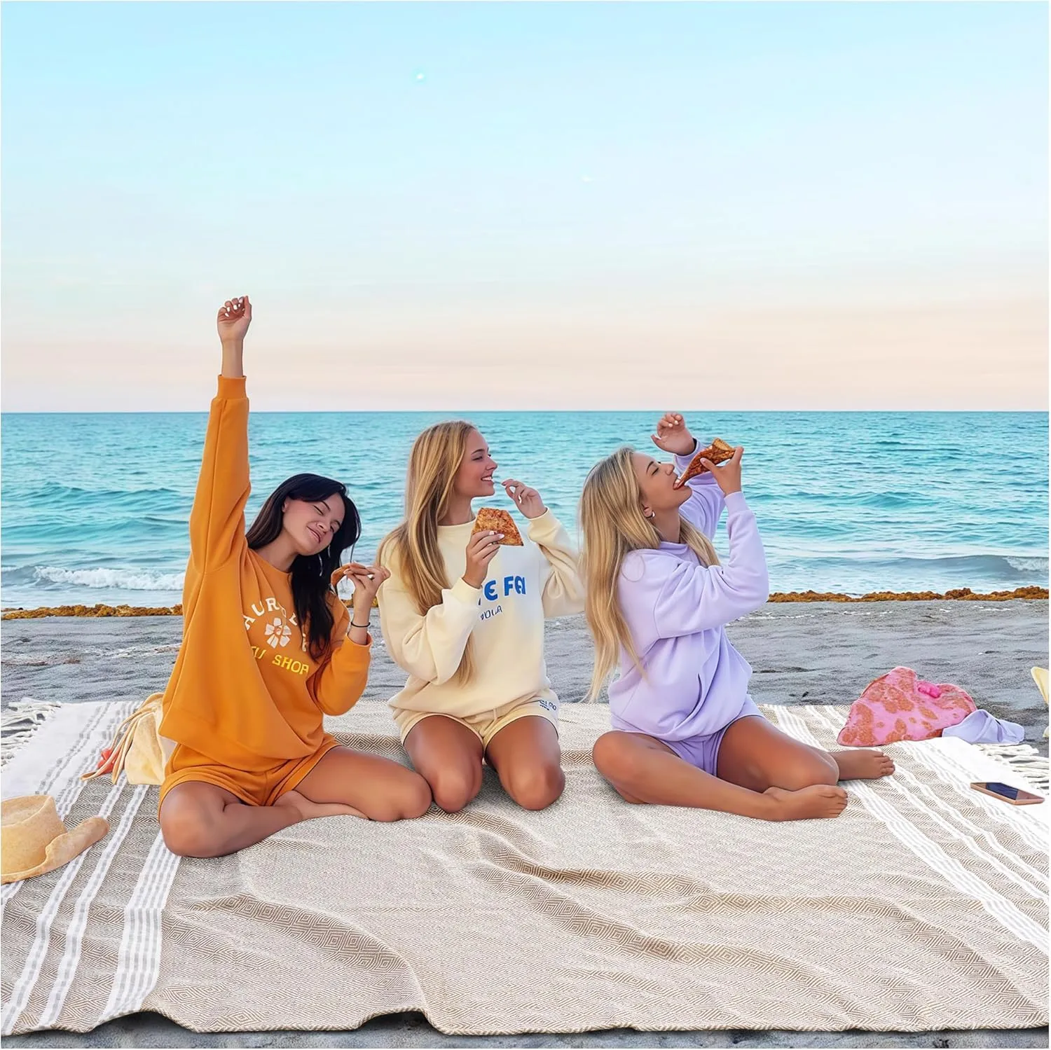 Genovega Oversized Giant Turkish Beach Towel Blanket Extra Large XXL Lightweight Quick Dry Sand Free Boho Throw Pool Cloud Sandrpoof Blankets Women Men Big Jumbo Wide 2 Person Size Beige