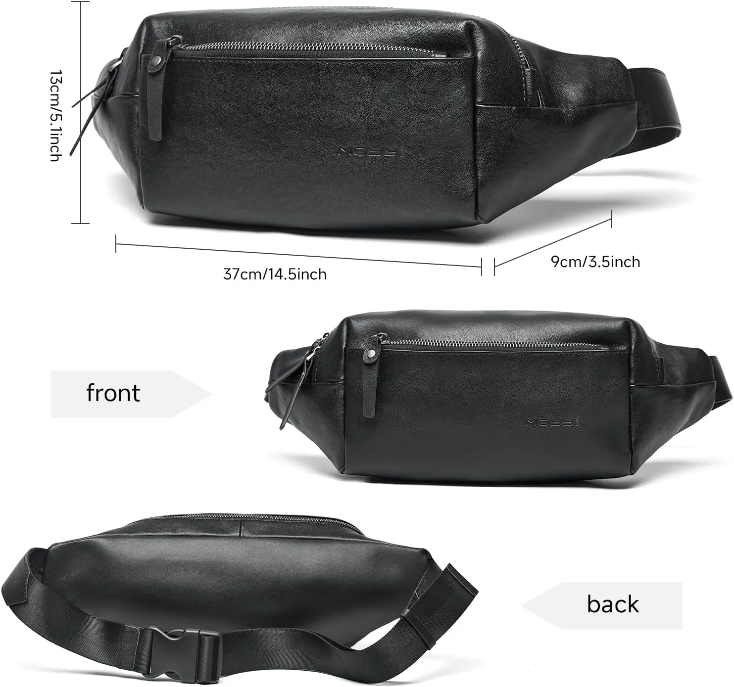 Genuine Leather Fanny Pack Fashionable Hip Bum Bag Travel Pouch for Men and Women- Multi-Pockets Waist Belt Bag for Travel Sports Hiking Cycling Fishing Running