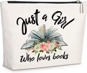 GevGuxLuo Book Lovers Gifts - Makeup Bag with Mirror, Birthday Gifts for Daughter, Sister, Bestie, Librarian, Readers Who Love Books, Cosmetic Bag Zipper Pouch
