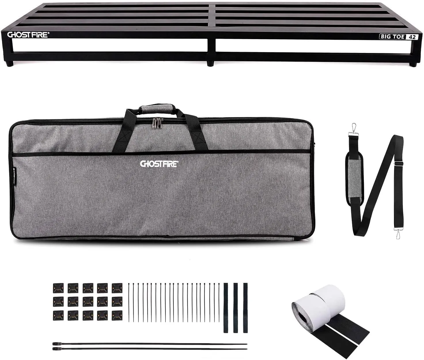 Ghost Fire Guitar Pedal Board Aluminum Alloy 8.15lb Effect Pedalboard 41.7"x15.7" with Carry Bag,V series (V-BIG TOE 42)