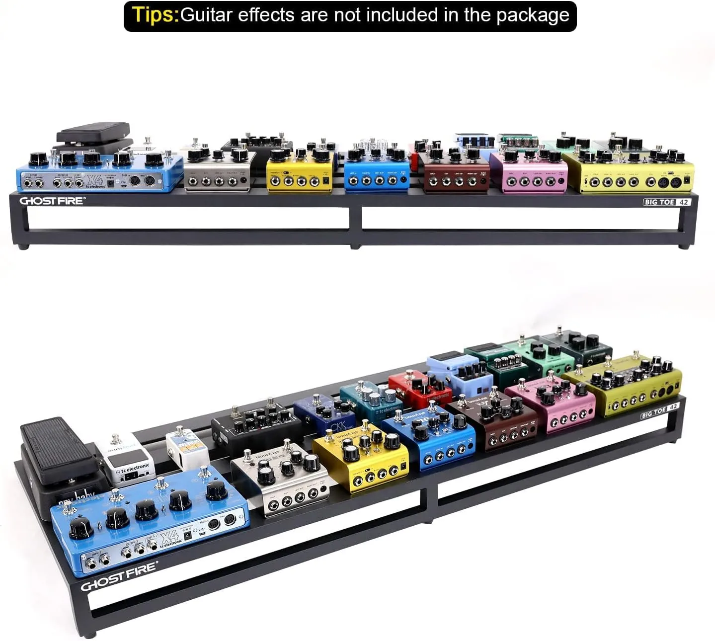 Ghost Fire Guitar Pedal Board Aluminum Alloy 8.15lb Effect Pedalboard 41.7"x15.7" with Carry Bag,V series (V-BIG TOE 42)