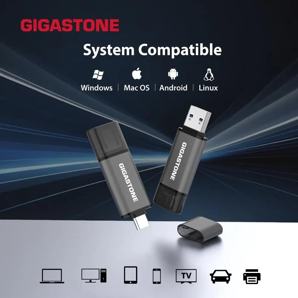 【GIGASTONE】Z40 16GB 2-Pack 2-in-1 Dual OTG Flash Drive USB3.2 Gen 1, USB-A&USB-C, Reliable Performance, Durable, Data Storage,File Sharing, Backup,Boot Drive,USB2.0/USB3.0/USB3.1 Interface Compatible