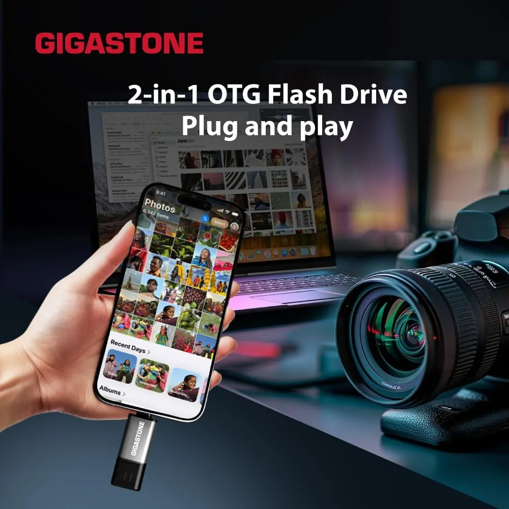 【GIGASTONE】Z40 16GB 2-Pack 2-in-1 Dual OTG Flash Drive USB3.2 Gen 1, USB-A&USB-C, Reliable Performance, Durable, Data Storage,File Sharing, Backup,Boot Drive,USB2.0/USB3.0/USB3.1 Interface Compatible