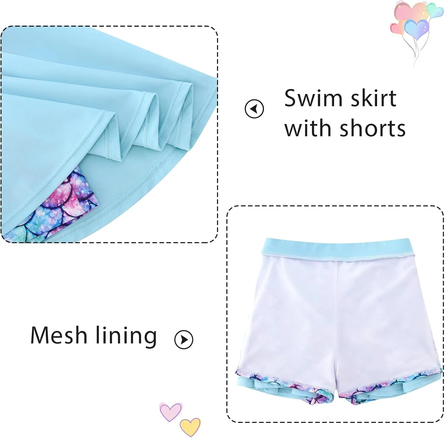 Girls Tankini Swimsuit Mermaid Bathing Suits Criss-Cross Strap Adjustable Summer Beach Two Piece Swimwear Size 4-12
