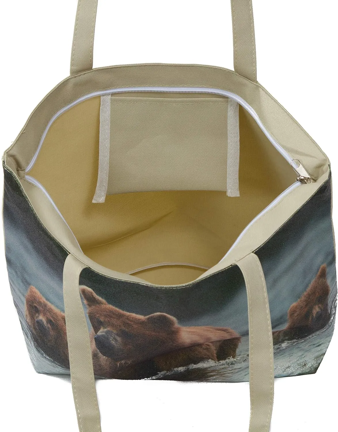 Glitter Tote Bag, Travel Tote Bag, Water Resistant Beach Bag (L17"xH13"xW4", Glitter Bear)