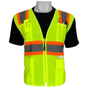 Global Glove GLO-003 FrogWear Lightweight Polyester Class 2 Surveyor's Style Safety Vest with 3M Reflective Fabric, 4X-Large, Lime Green (Case of 50)