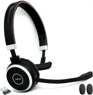 Global Teck Worldwide Jabra Evolve 65 Wireless Headset - Compatible with Teams, Zoom, Webex, Meet, Phone Calls, Video Meetings, Microphone Cushions, 6593-823-309 (Carton of 10)