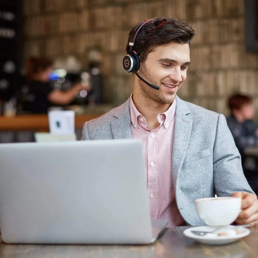 Global Teck Worldwide Jabra Evolve 65 Wireless Headset - Compatible with Teams, Zoom, Webex, Meet, Phone Calls, Video Meetings, Microphone Cushions, 6593-823-309 (Carton of 10)