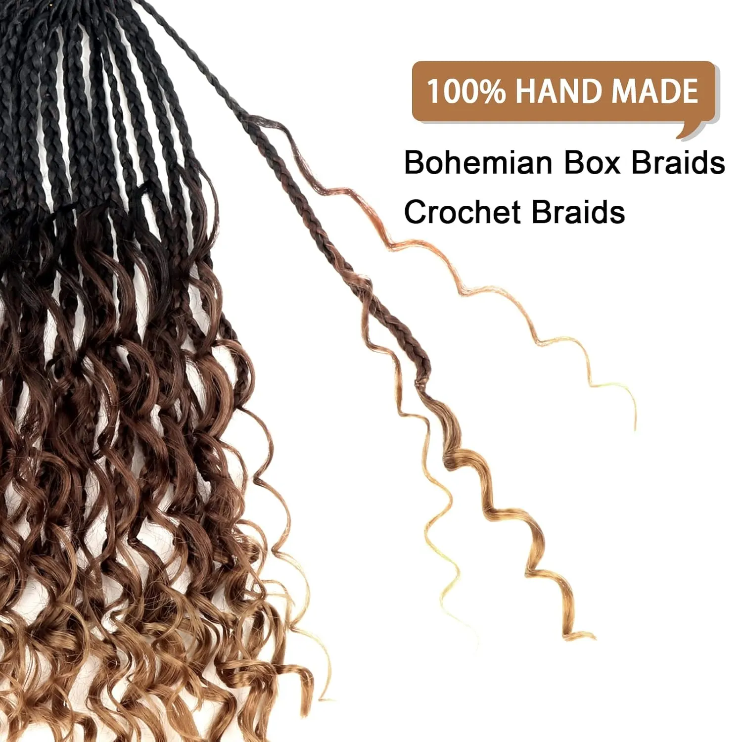 Goddess Box Braids Crochet Hair With Curly Ends 14 Inch Bohomian Box Braids Crochet Braids 8 Packs 3X Crochet Braids Synthetic Braiding Hair Extension for Black Women (14 Inch (Pack of 8), T1B 30 33)…
