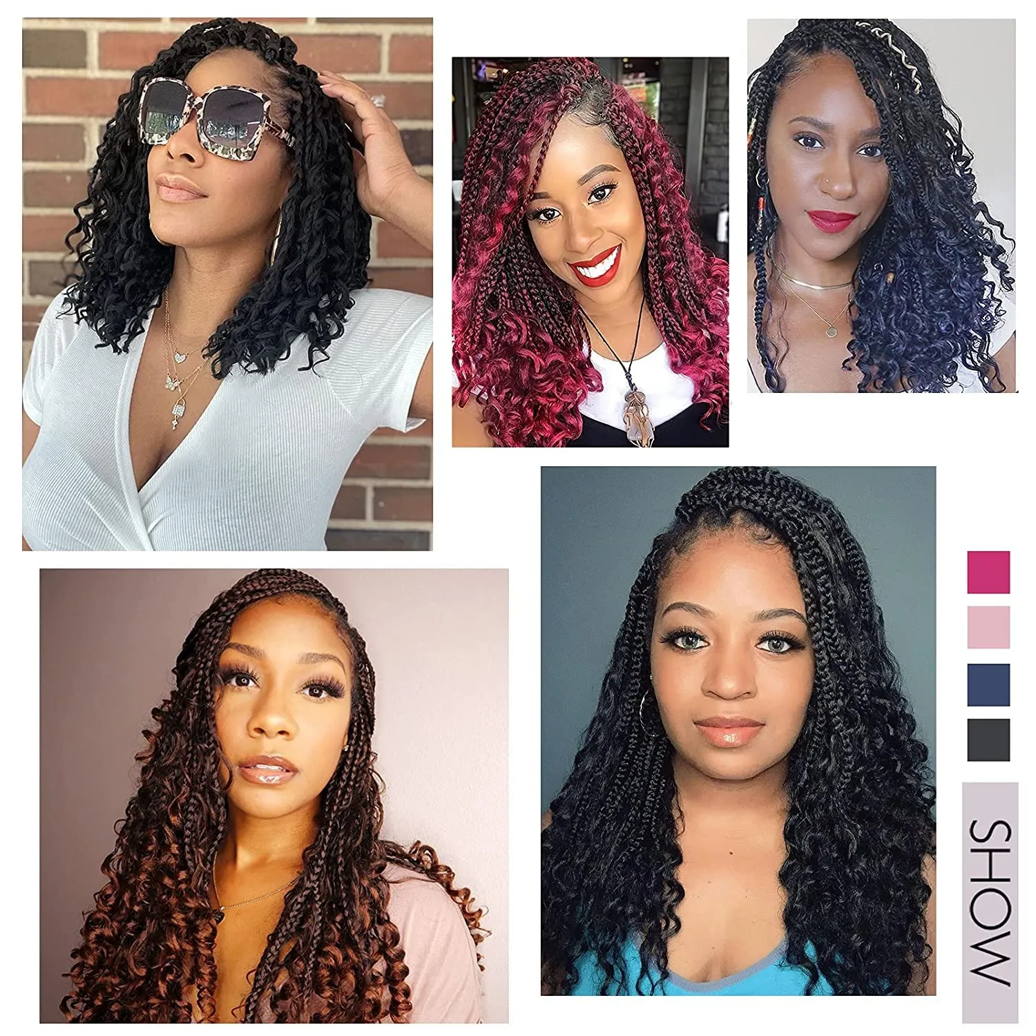 Goddess Box Braids Crochet Hair With Curly Ends 14 Inch Bohomian Box Braids Crochet Braids 8 Packs 3X Crochet Braids Synthetic Braiding Hair Extension for Black Women (14 Inch (Pack of 8), T1B 30 33)…