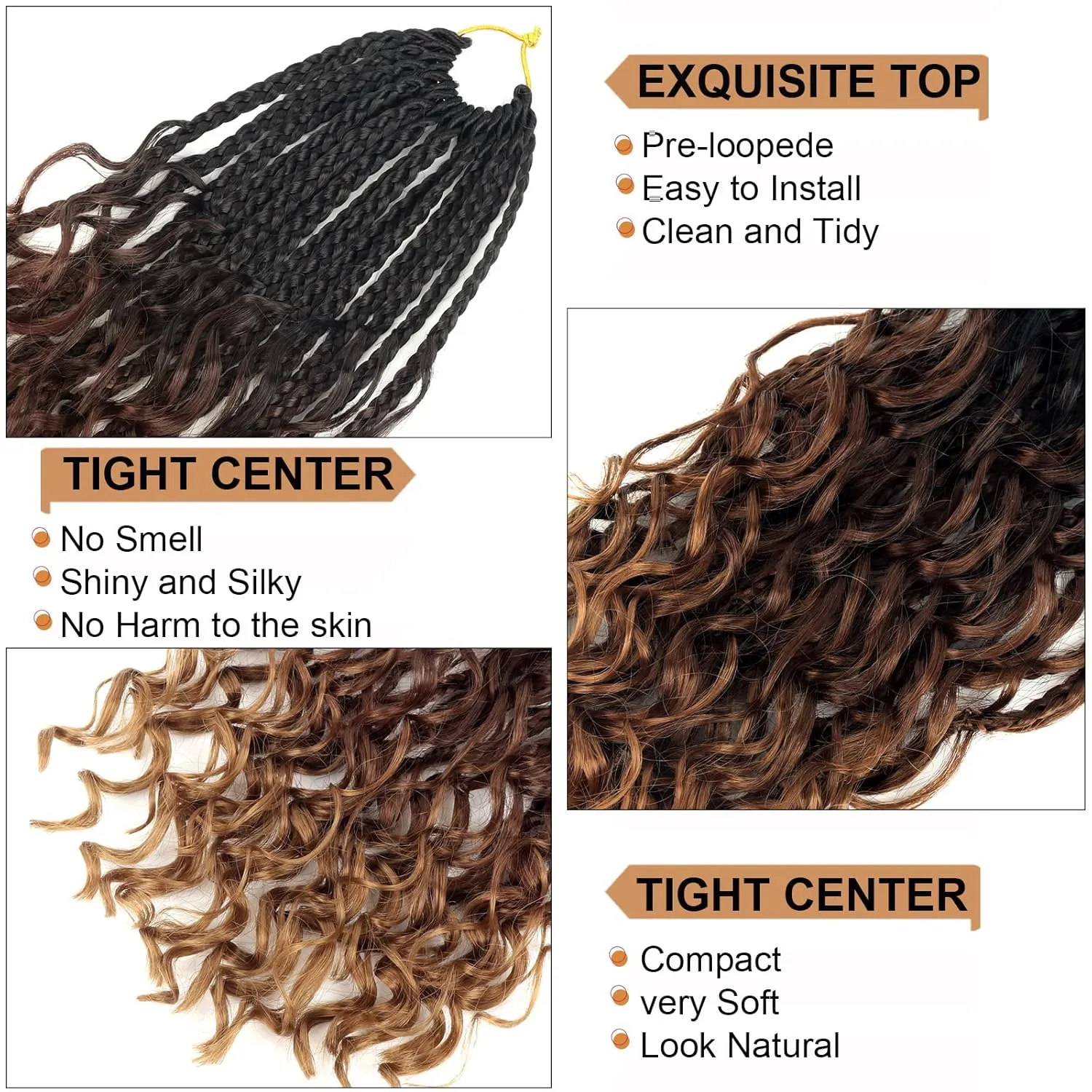 Goddess Box Braids Crochet Hair With Curly Ends 14 Inch Bohomian Box Braids Crochet Braids 8 Packs 3X Crochet Braids Synthetic Braiding Hair Extension for Black Women (14 Inch (Pack of 8), T1B 30 33)…