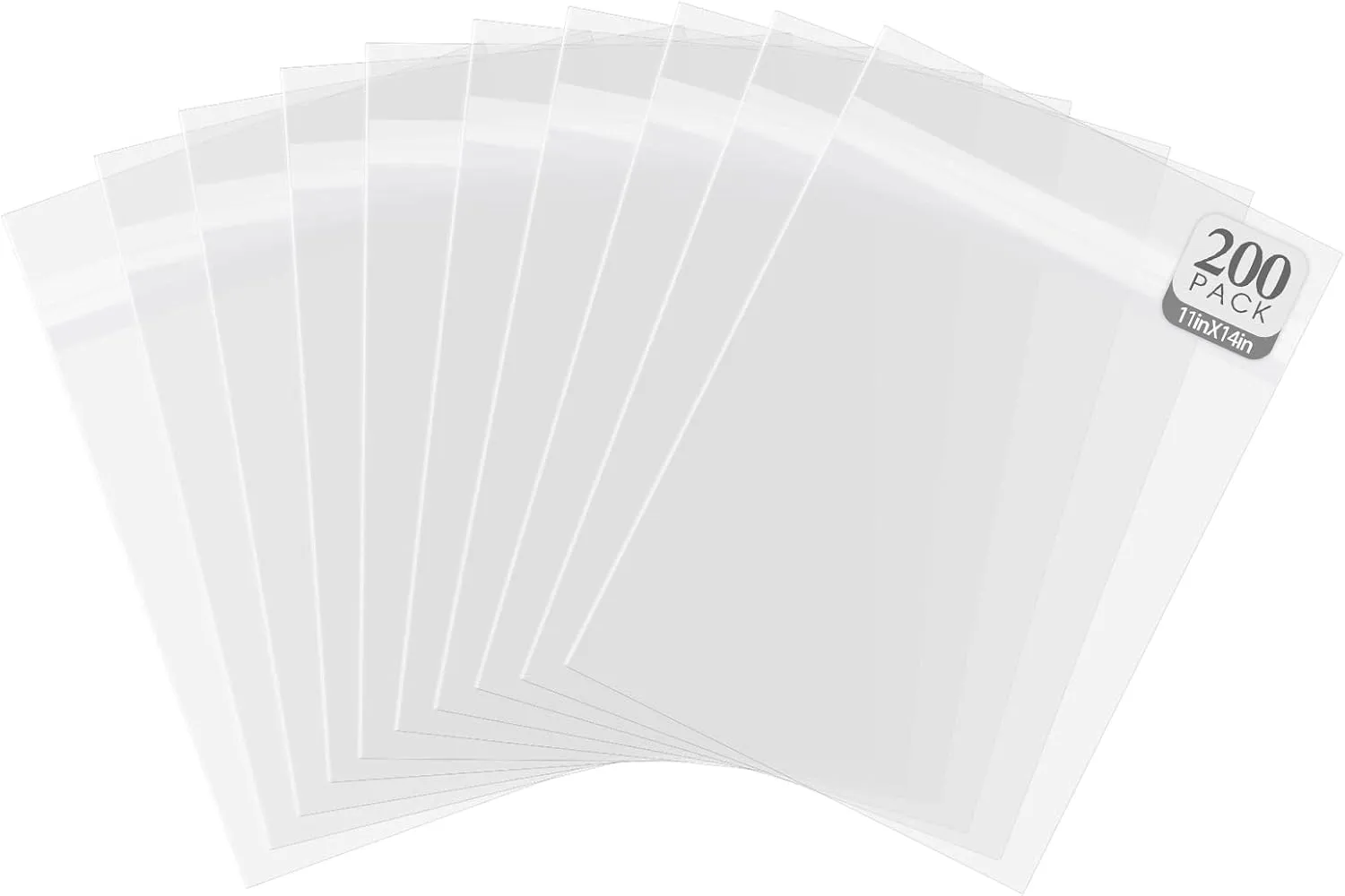 Golden State Art, 11"x 14" Acid-Free Crystal Clear Sleeves Storage Bags for Photo Prints (Bag Size: 11 3/8 x 14 1/8 inches|200Pack)