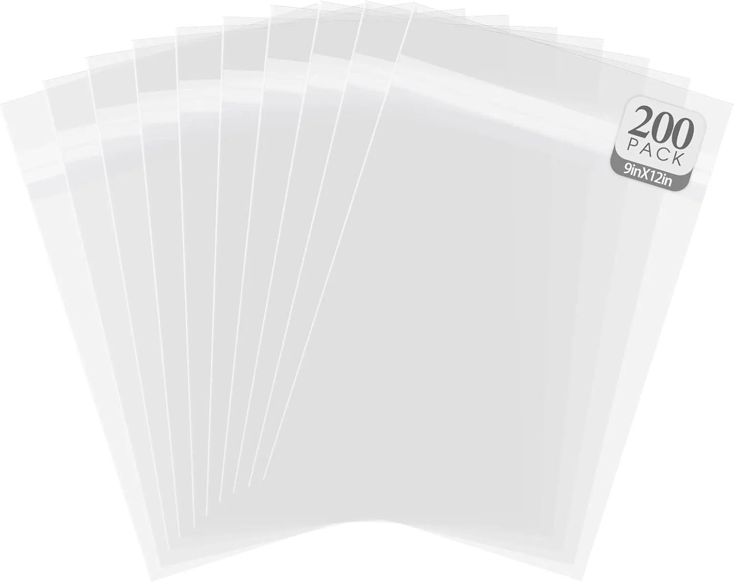 Golden State Art, 9"x 12" Acid-Free Crystal Clear Sleeves Storage Bags Fits A4, Letter Sized Documents, Marketing Materials (Bag Size: 9 7/16 x 12 1/4 inches|200 Pack)