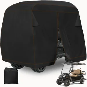 Golf Cart Cover 4 Passenger 420D Heavy Duty Waterproof Windproof Dustproof Universal Compatible with EZGO, Club Car, Yamaha Golf Cart, Golf Cart Rain Cover with Zipper