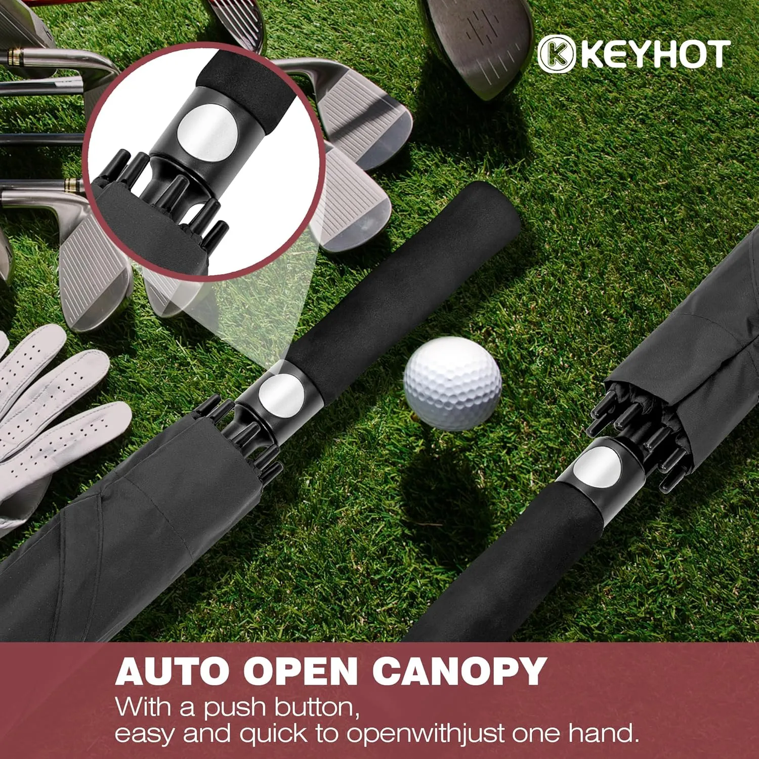 Golf Umbrella 51/56/62/68 Inch - Large Umbrellas Windproof Automatic Open- Heavy Duty Umbrella Double Canopy - Golf Push Cart Umbrella for Mens Women