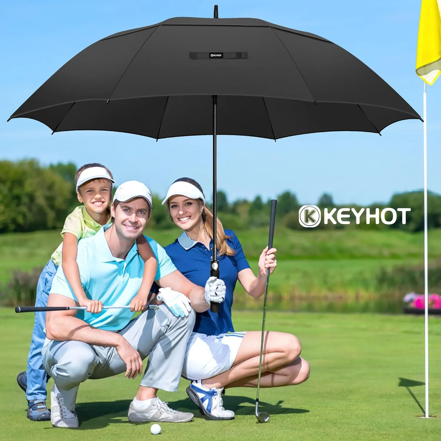 Golf Umbrella 51/56/62/68 Inch - Large Umbrellas Windproof Automatic Open- Heavy Duty Umbrella Double Canopy - Golf Push Cart Umbrella for Mens Women