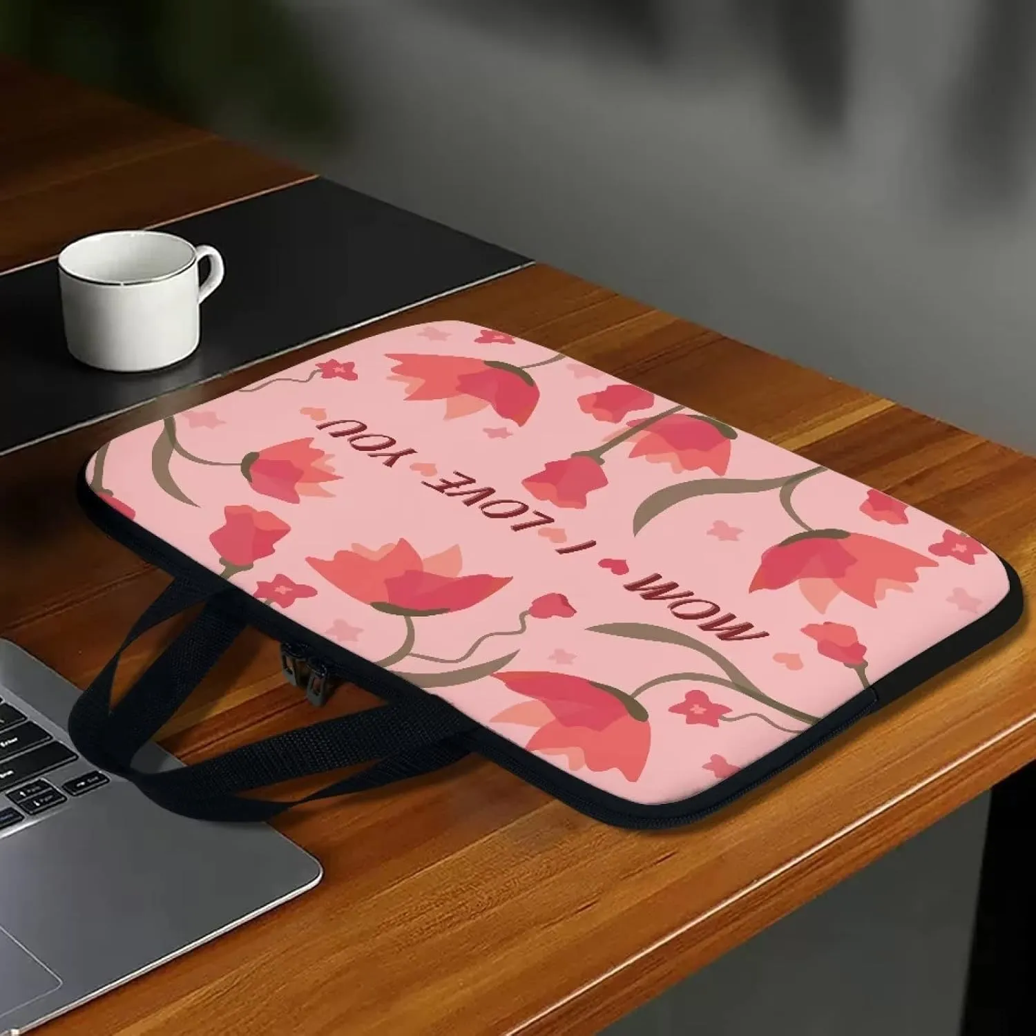 Gomyblomy Flowers & English Women 15 Inch Laptop Bag, Business Briefcase, Waterproof Laptop Handbag, Computer Ornament for Mom