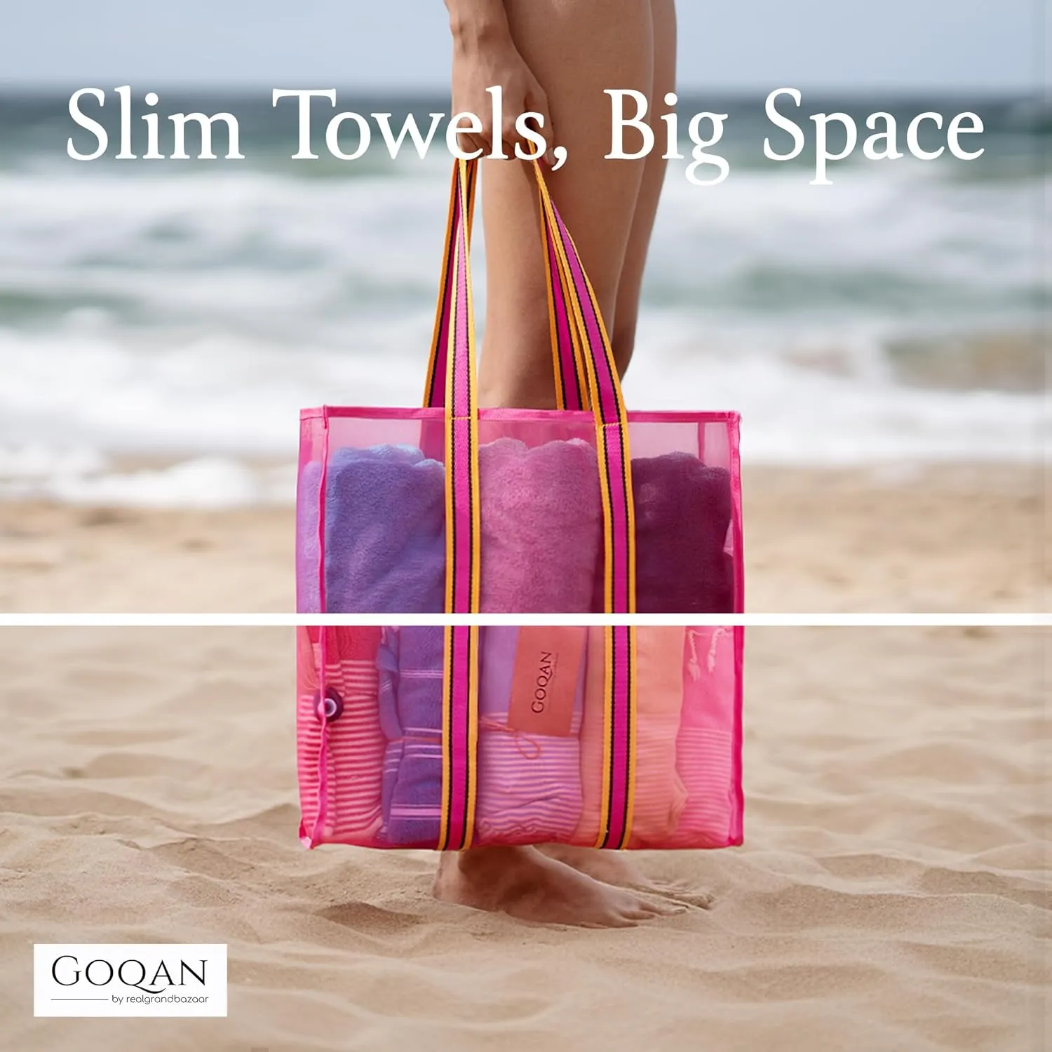GOQAN Turkish Cotton Beach Towel Oversized 39x71 | Thin, Lightweight and Sand Free Towel is Suitable for Beach, Bathroom, Pool, Travel, Swim & Gift | Odor Free Thx to Quick Dry Property - Black-Grey